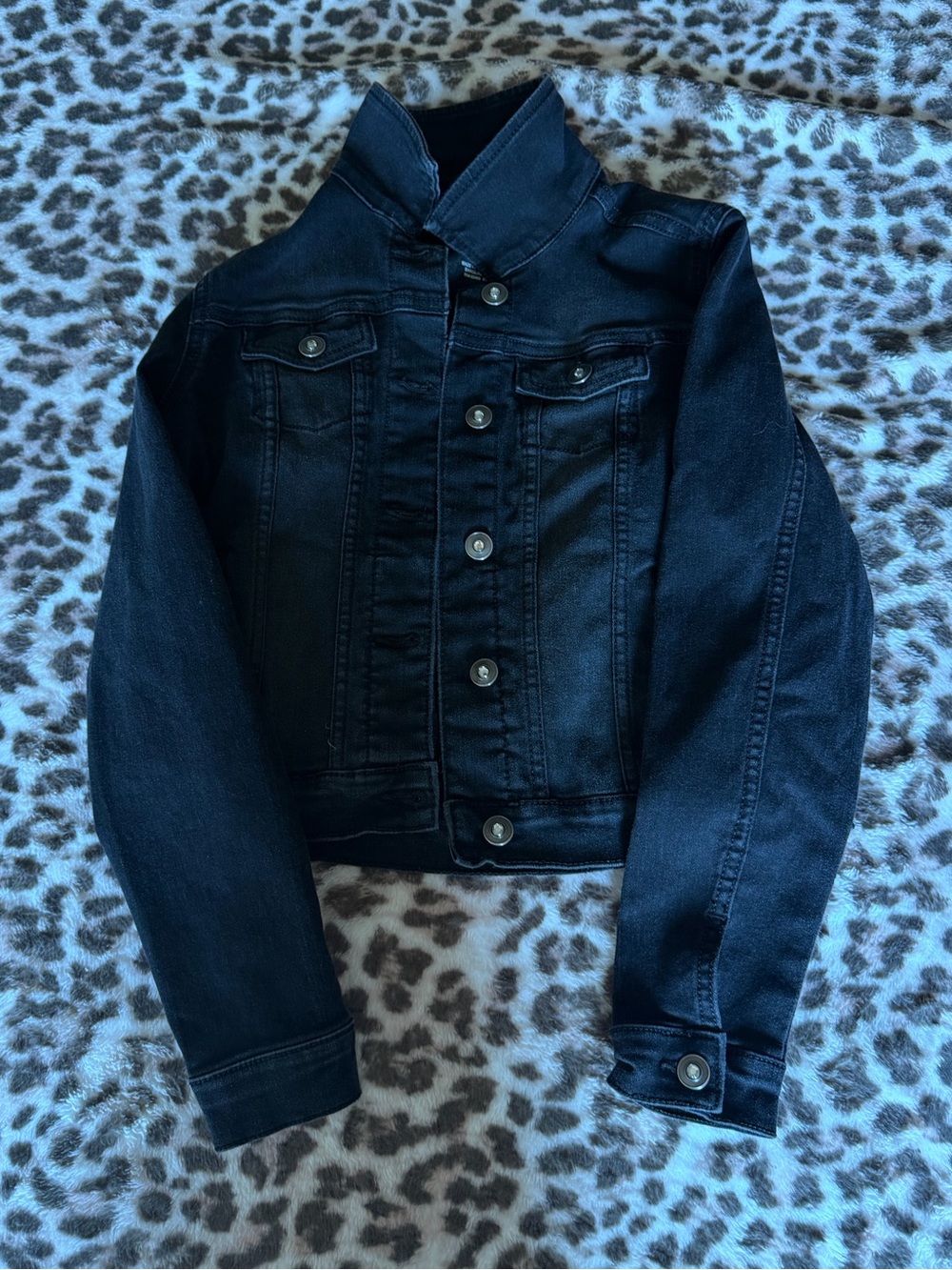 Black Wonder Nation Denim Jean Trucker Jacket - Size Large (10-12)